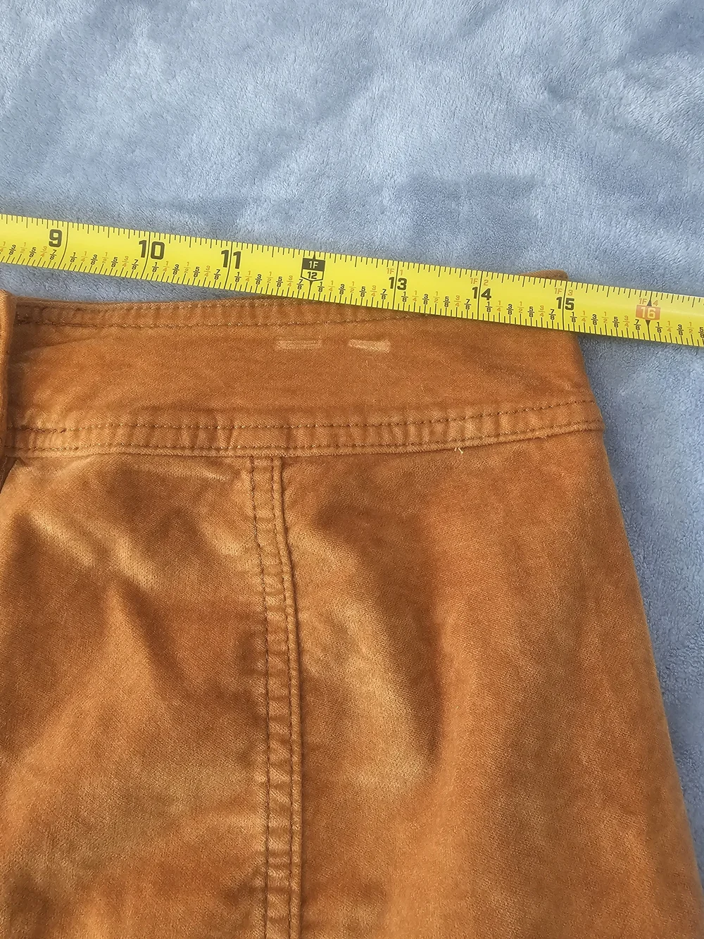 Madewell Velveteen‎ Mini Skirt Womens 6 Snap Button Front A Line Stretch Orange